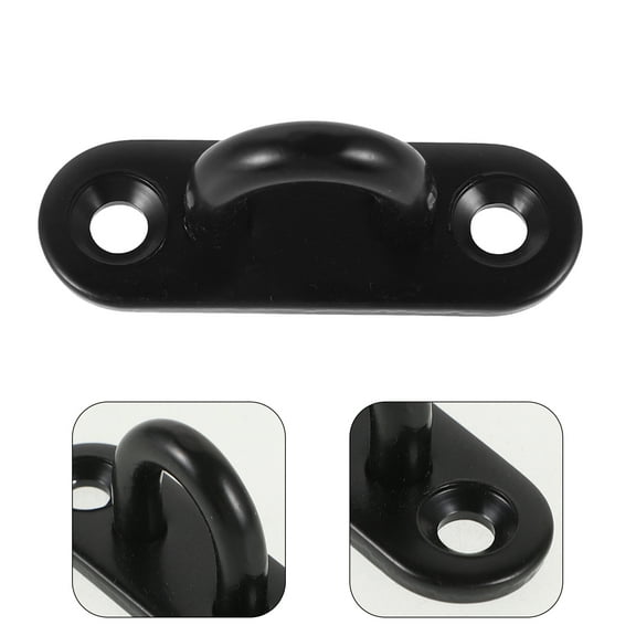 QIFULL Stainless Steel Pad Eye Plate Hooks Black for Wall and Ceiling Use