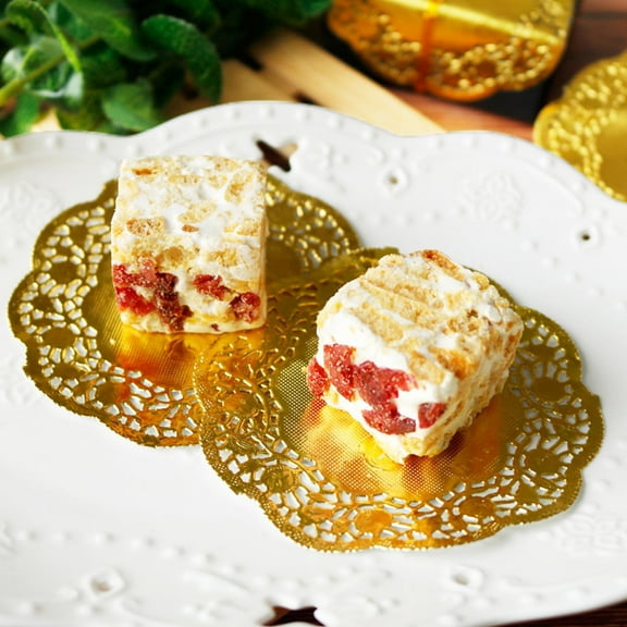 QIFULL Gold Doyleys Paper Lace Doilies Oil-absorbing For Food Presentation Bar Use 100Pack