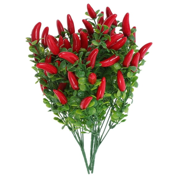 QIFULL 4Pcs Artificial Pepper Tree Decoration with Realistic PVC Chili Peppers for Home Decor and Photo Props