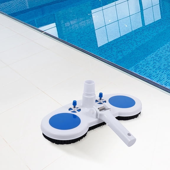 QIFULL 1Pack Pool Brush and Pole Plastic Pool Cleaning Suction Head Blue for Fish Ponds