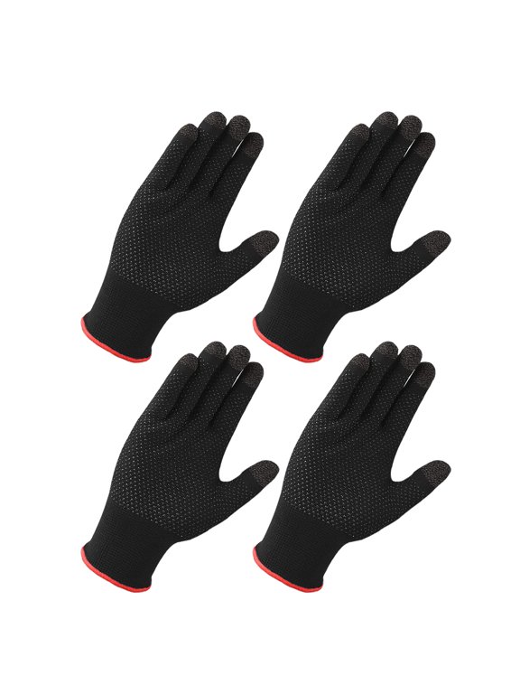 Touchscreen Gloves Black Nylon Nano Plated Silver Fiber for Playing 2Pairs