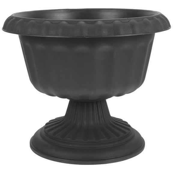 QIFULL Dark Grey European Style Roman Column Flowerpot Plastic Decorative Plant Holder for Indoor Outdoor
