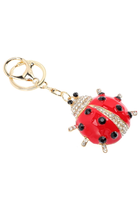Sparkling Ladybug Keychain Bag Accessories Pendant Red Alloy 1Pack