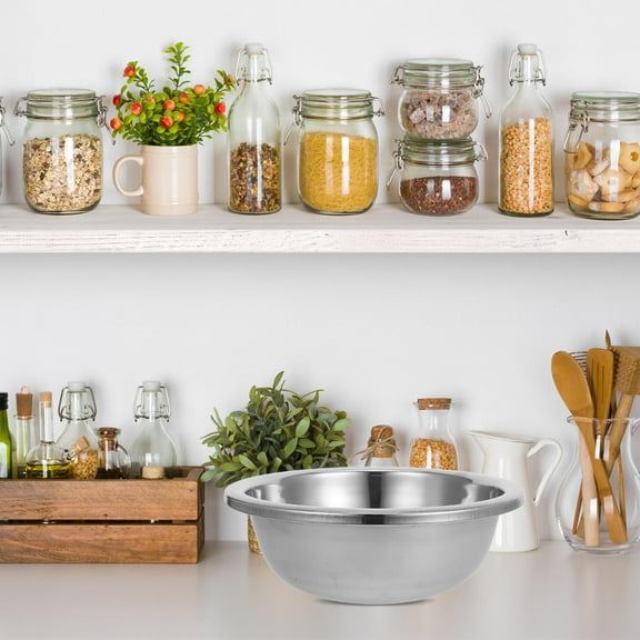 QIFULL Large Stainless Steel Dough Basin Multipurpose Metal Mixing Bowl for Kitchen Use