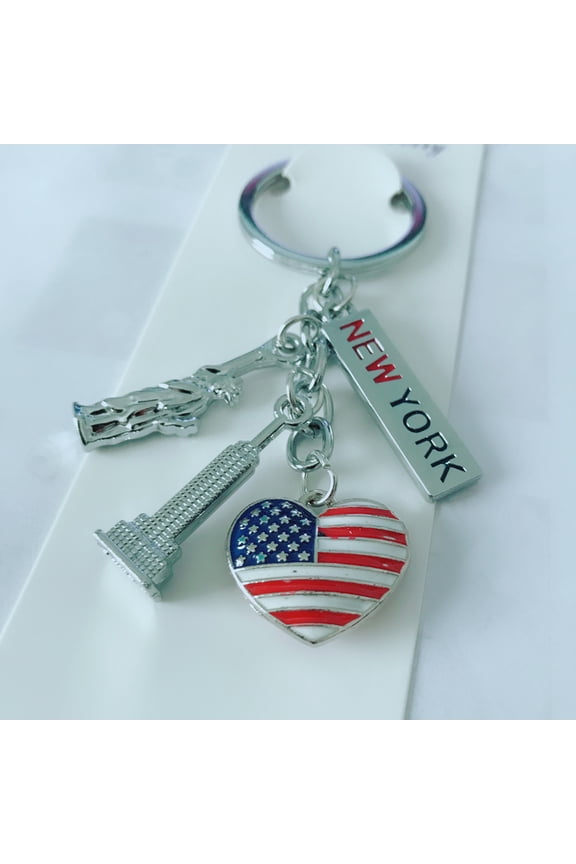 Statue of Liberty Souvenir Keychain 1Set Silver Metal Key Organization for Independence Day