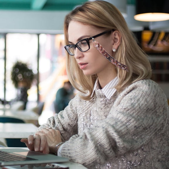 QIFULL Eyeglasses Cord 1Pack Multi Acrylic Fashionable Mask and Glasses Holder for Women