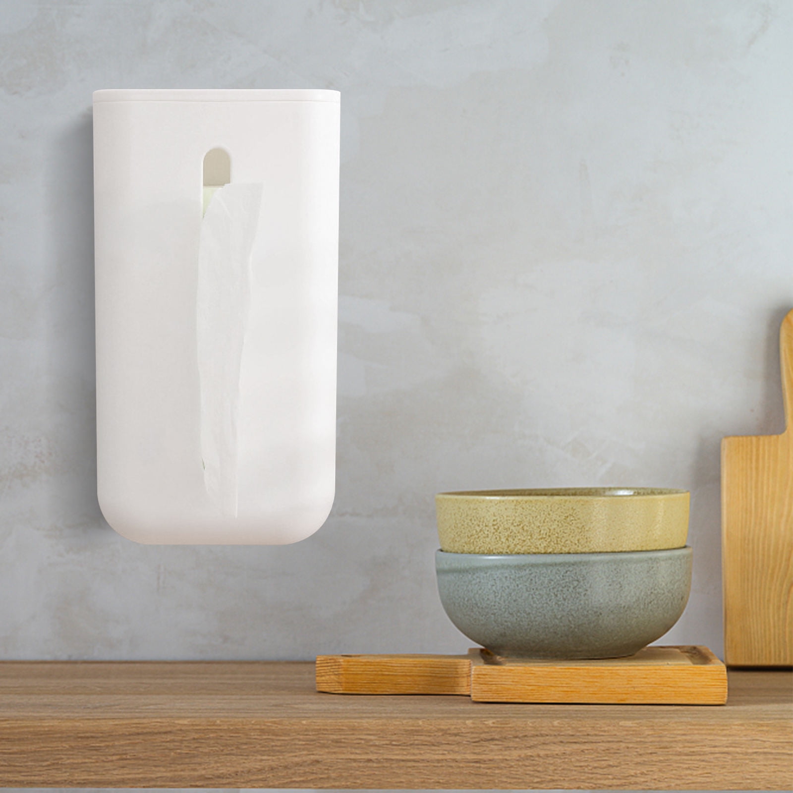 QIFULL Wall Mounted Tissue Dispenser with Trash Bag Holder White for ...