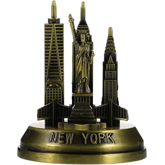 QIFULL Handmade Alloy Metal Architecture Model New York Landmark Statue for Stylish Home Decoration