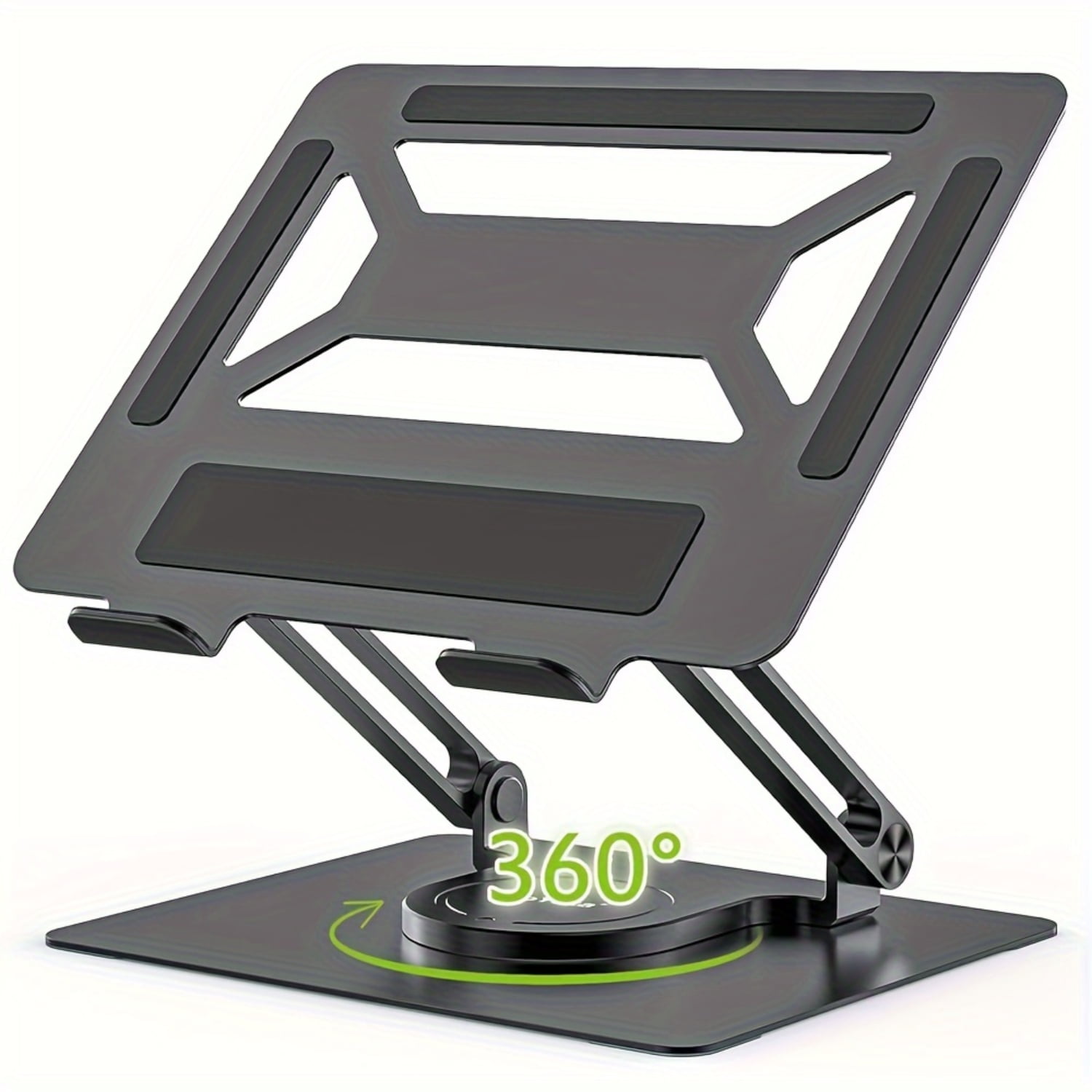 Aoaoy Laptop Stand For Desk - Adjustable, Foldable & Rotating Riser For 11-17.3" Laptops, Ergonomic Cooling Stand (Black)