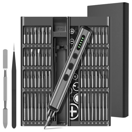 QIGEEKU Mini Precision Electric Screwdriver Set, 68-in-1 Cordless Rechargeable Household Electric Screwdriver with 64 Magnetic Bits, 4-LED Lights, Power Screwdriver Repair Tool Kit for Phone, Camera
