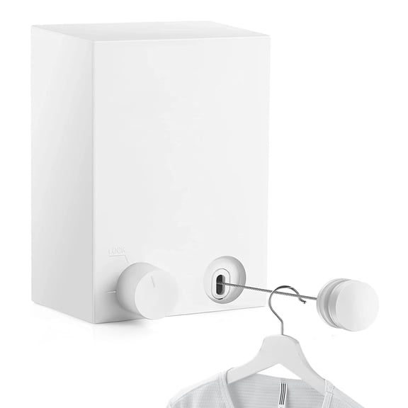 QIGEEKU Retractable Clothesline Indoor,Outdoor Clothes Line, Wall Mounted Drying Rack Clothing Line, Retracting Heavy Duty Clothes Drying Laundry Line, Retracting Hanging,White