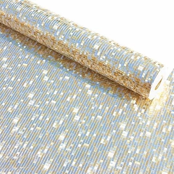 QIHANG Pale Gold Foil Mosaic Background Flicker Wall Paper Modern Roll/Hotel Ceiling/Decorative Wallpaper Roll Pale Gold Colour$$Tools & Hardware Other