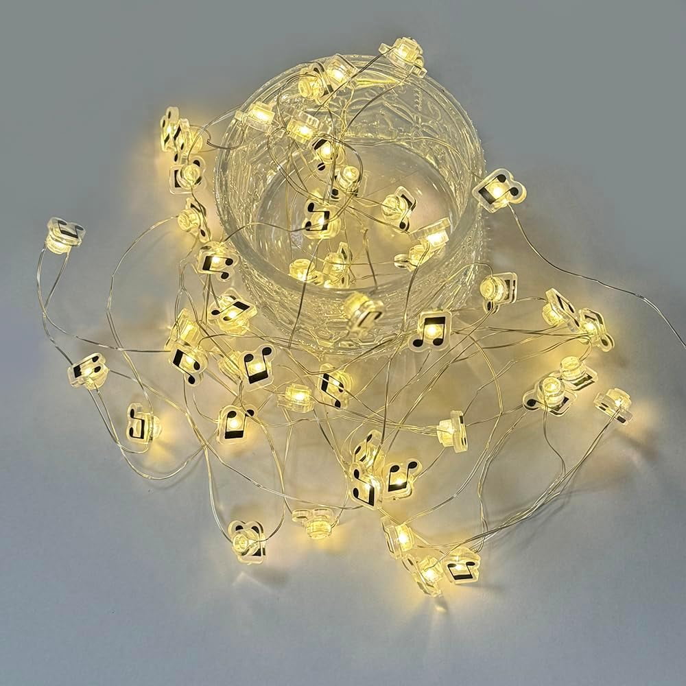 QIHE-16FT 50LEDs Music Note String Lights, Music Stave Fairy Light 3AA ...