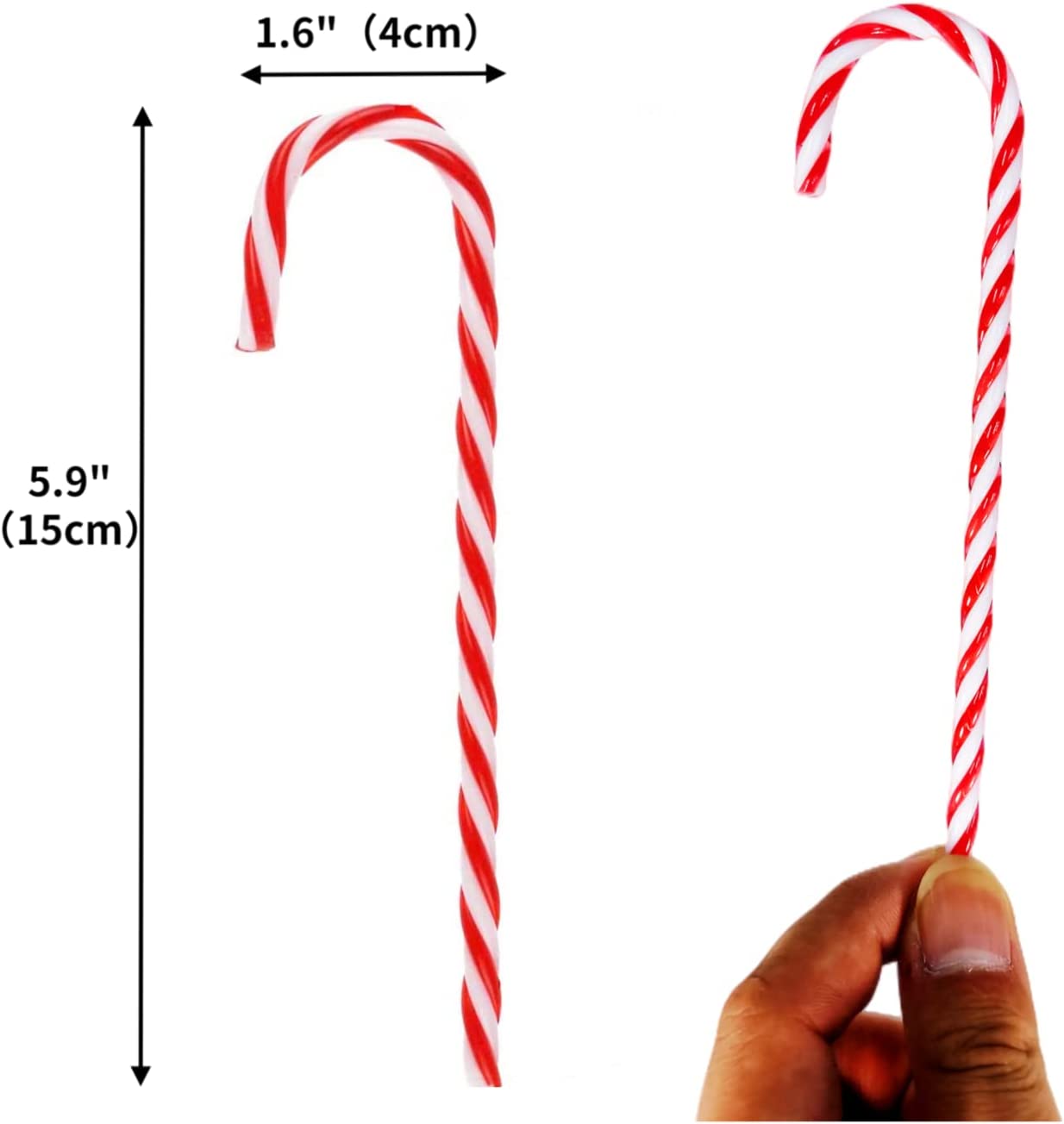 QIHE-50 Pcs Christmas Candy Canes 5.9 inch Plastic Christmas Tree ...