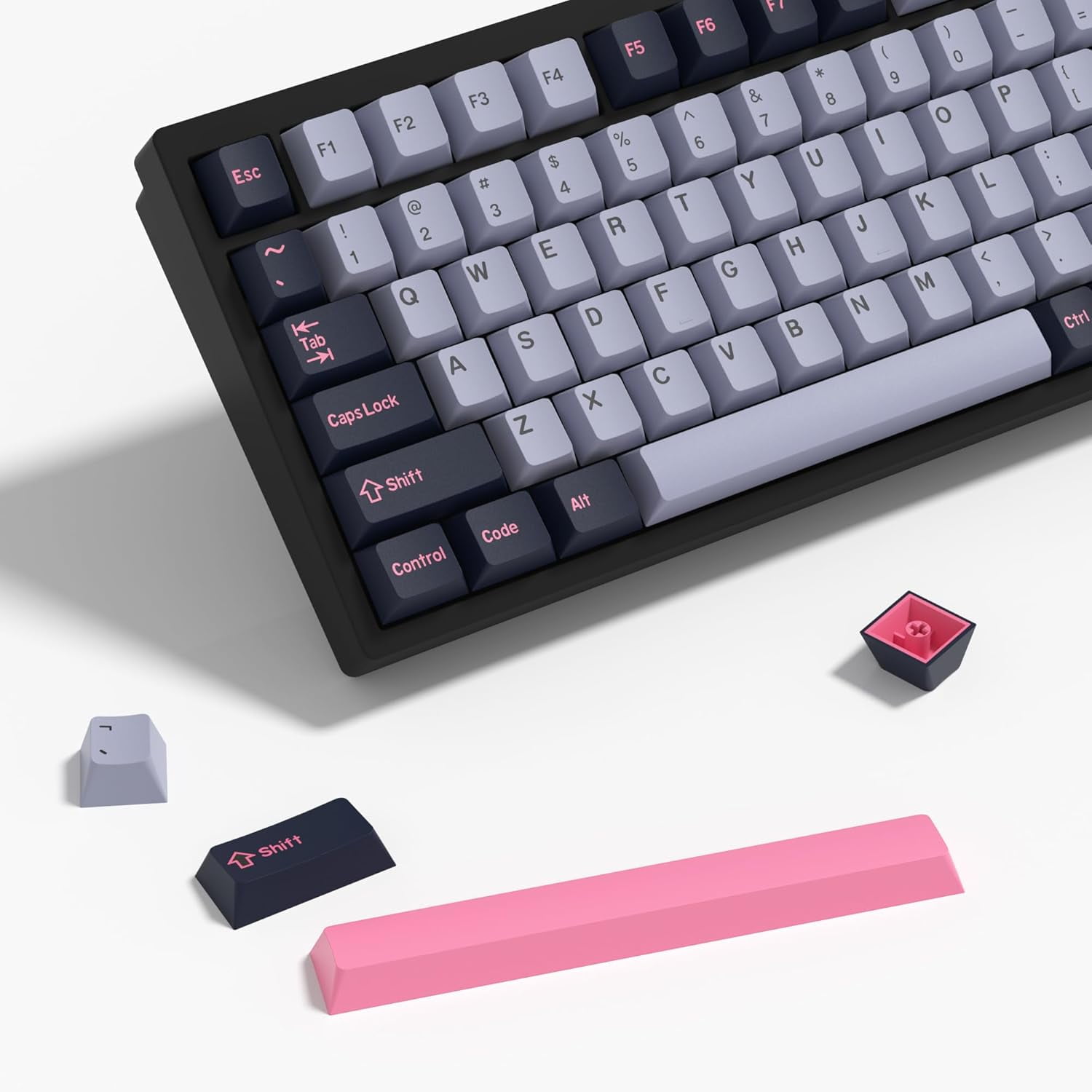 QIHE-8008 PBT Double Shot Keycap Set,174 Keys Retro Blue Custom Key Cap ...