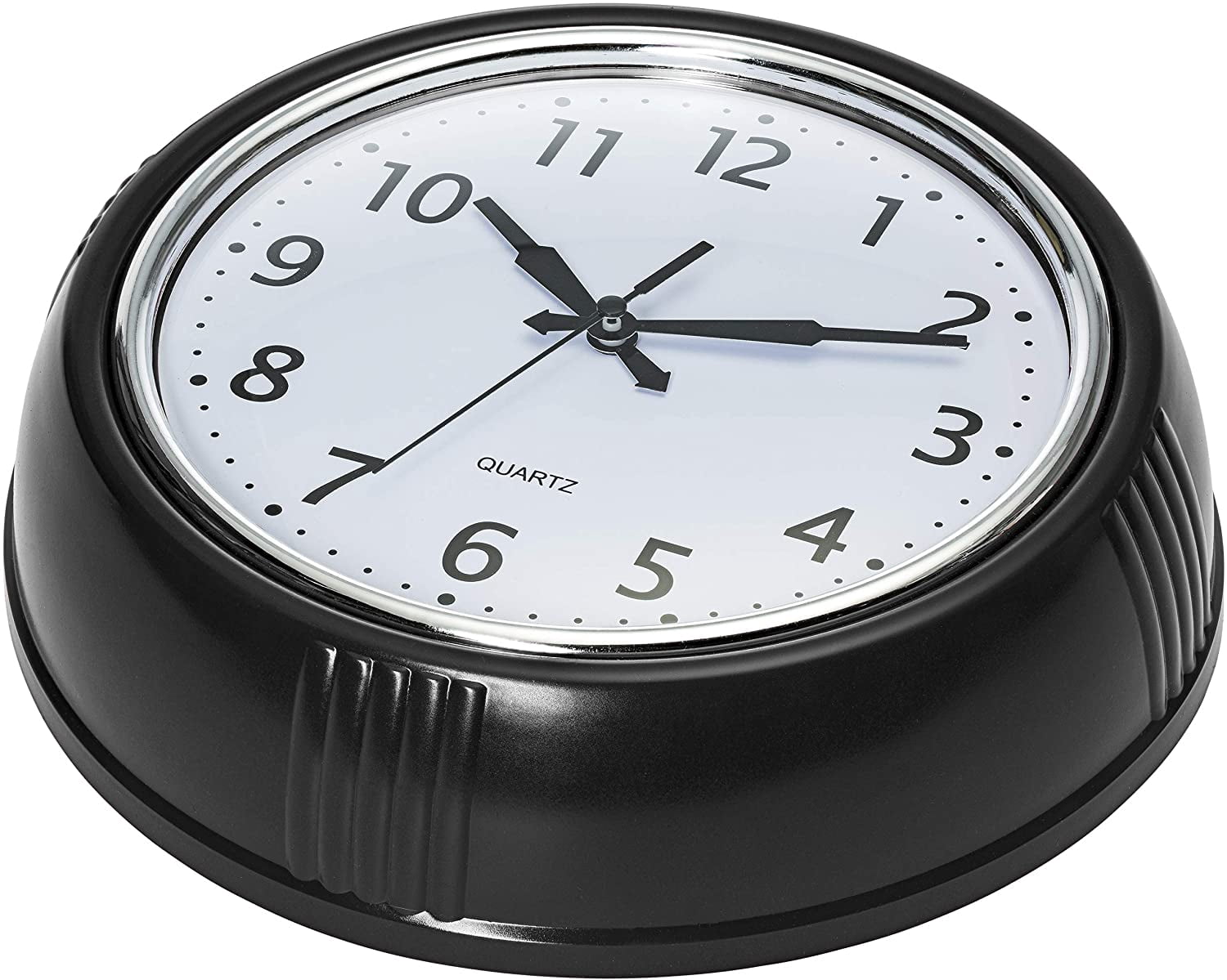QIHE-Black Wall Clock Retro Silent Non Ticking 12 Inch Round Battery ...