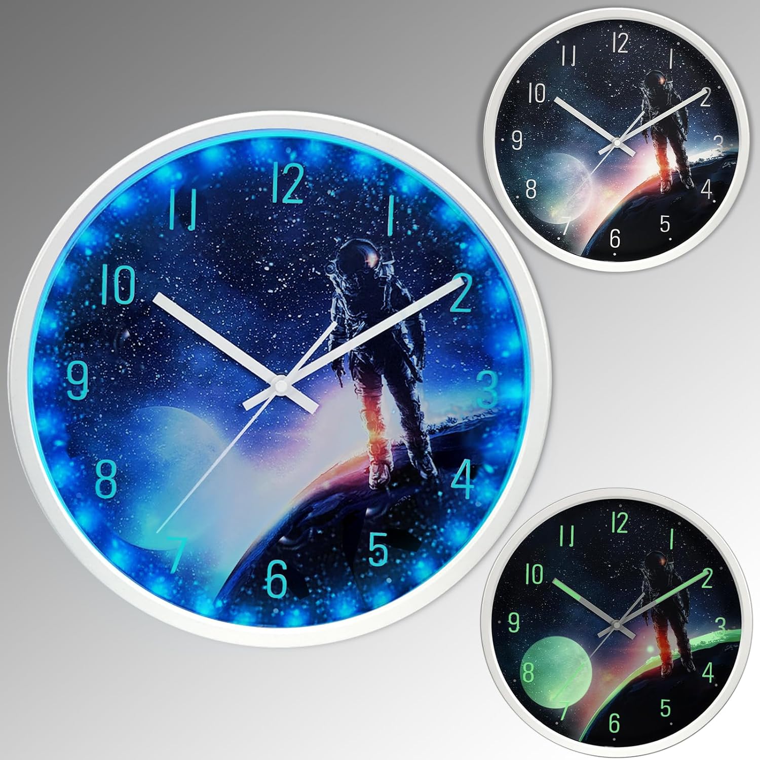 QIHE-Glow in The Dark Wall Clock,12 Inch LED Lighted up Clock Battery ...