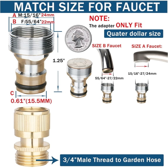 QIHE-Kitchen Quick Connect Faucet Adapter, Portable Bathroom Sink ...