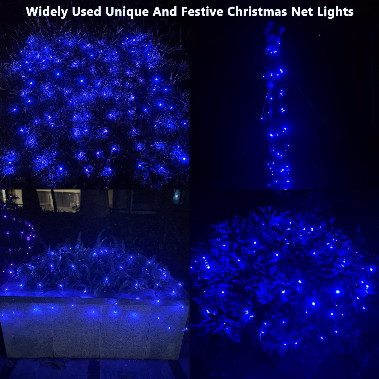 QIHE-LED Blue Christmas Net Lights Outdoor Christmas Decorations ...