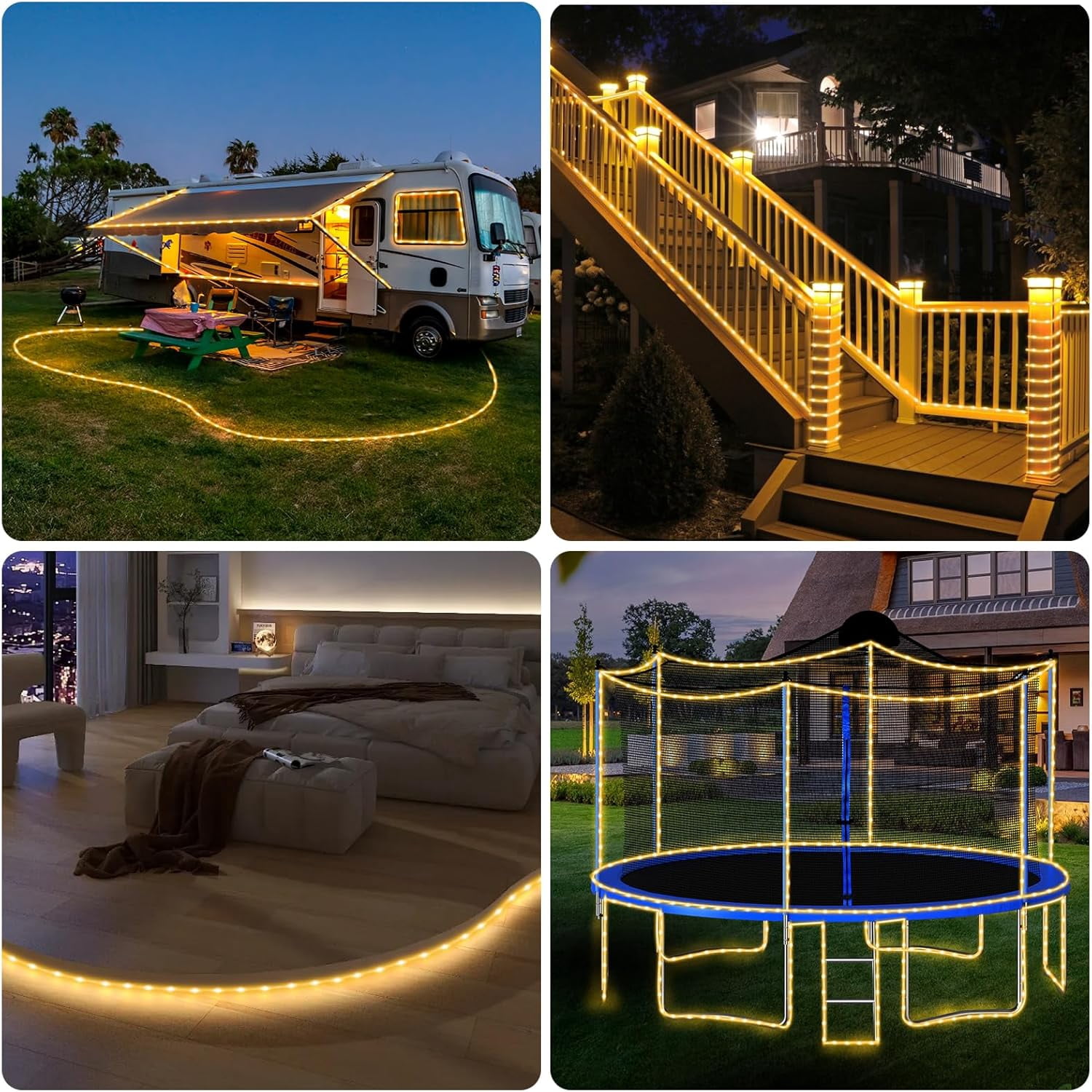 100ft LED Rope Lights – 300 LEDs, Plug-In, Waterproof, 8 Modes, Connectable Up To 400ft, Outdoor/Indoor Flexible Tube Lighting