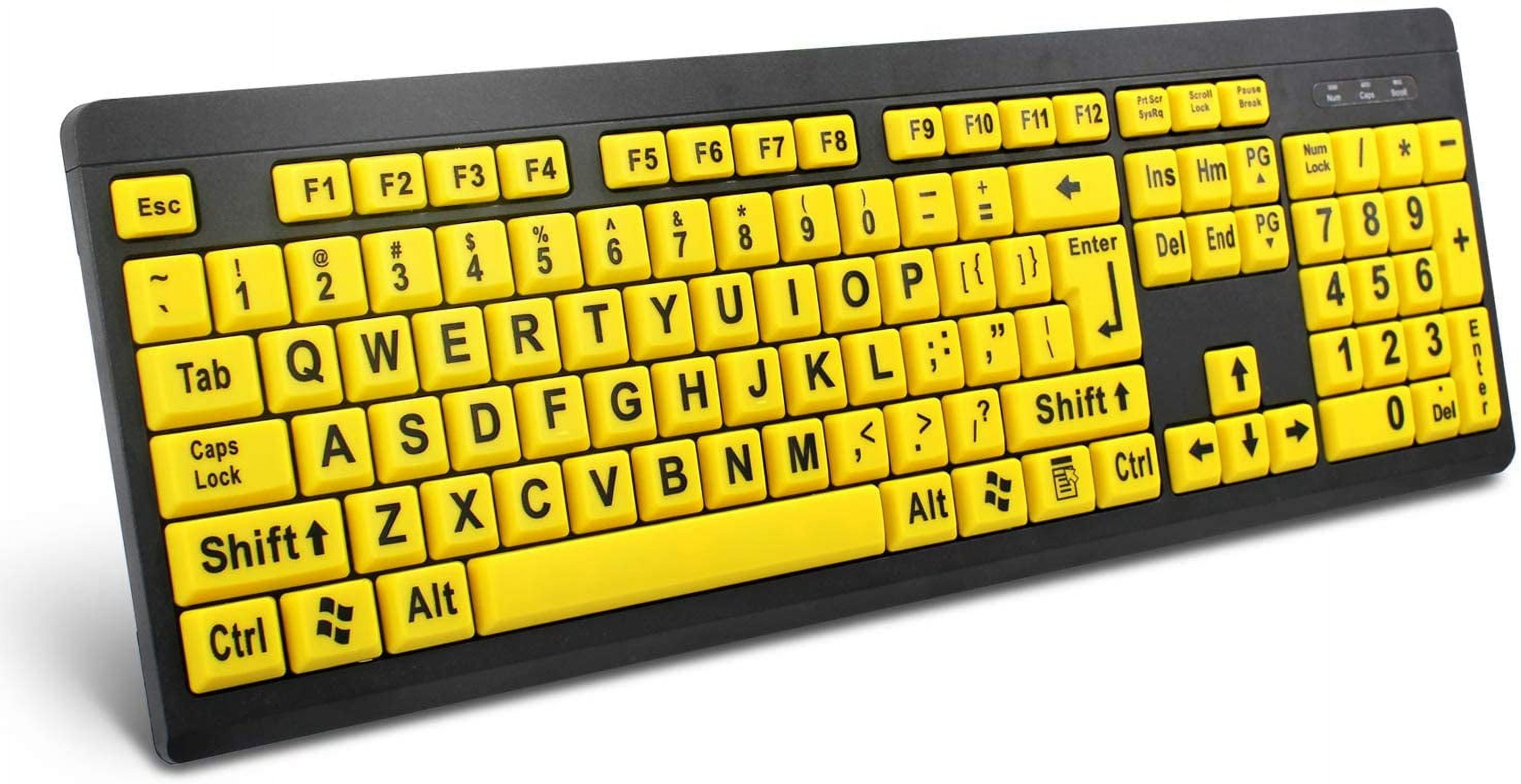 Large Print Computer System QIHE-Large Print Computer Keyboard, Wired USB High Contrast Keyboard ...