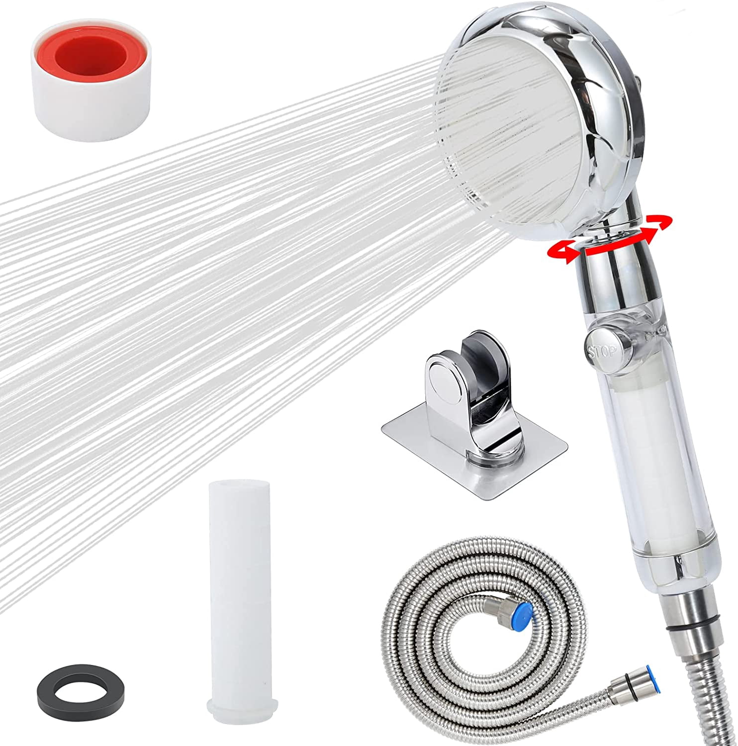 QIHE-RV handheld shower head with filter for hard water | camper shower ...
