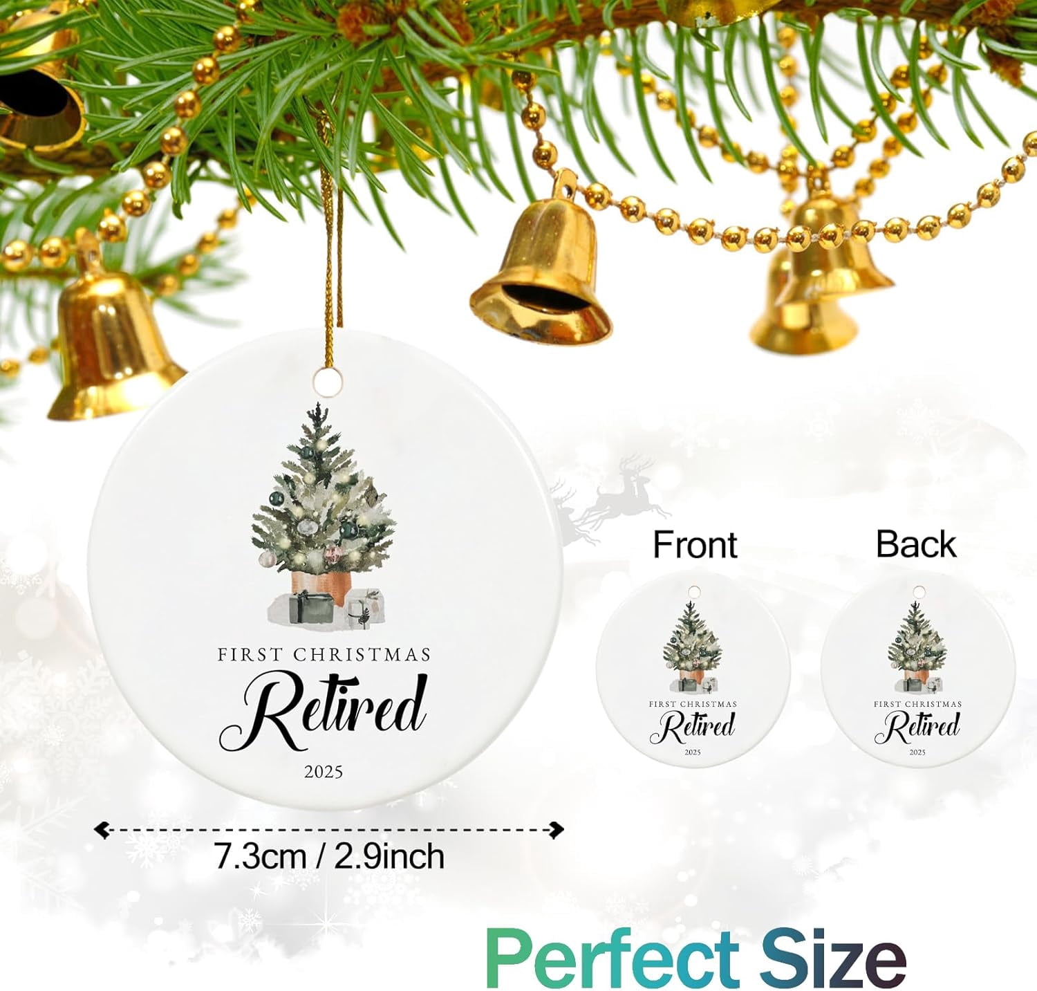 First Christmas 2024 Ornament - 3 Inch Ceramic Keepsake, Double-Sided Print, Perfect Retirement/Job/Christmas Gift & Tree Decoration