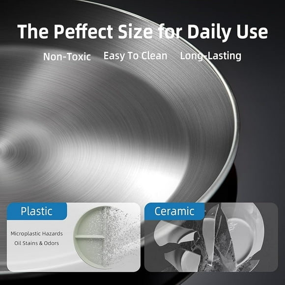 QIHE-Stainless Steel Dinner Plates Set of 6, 10inch Metal Dishes for Kitchen, Unbreakable Serving Camping Dinnerware, Oven & Dishwasher Safe, Modern Charcoal