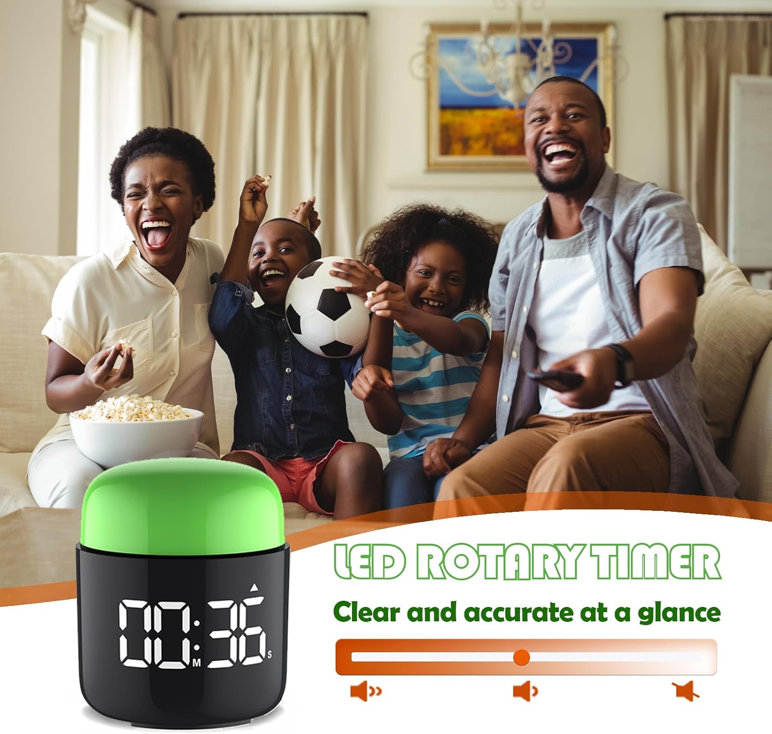 QIHE-Table Twist Timer, Large LED Display Stopwatch, Silent & Loud ...