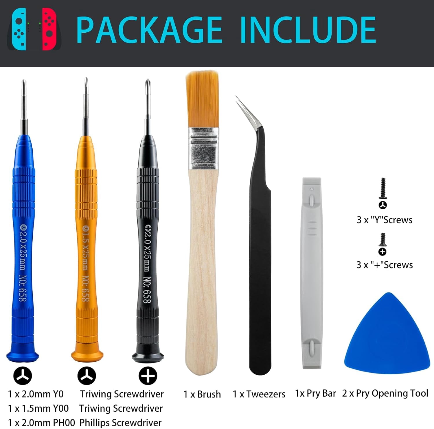 Kit Cacciaviti Edurable Per Riparazioni: Triwing Y1.5, Y2.5, Y3.0 E Phillips PH00 Per Nintendo Wii/DS