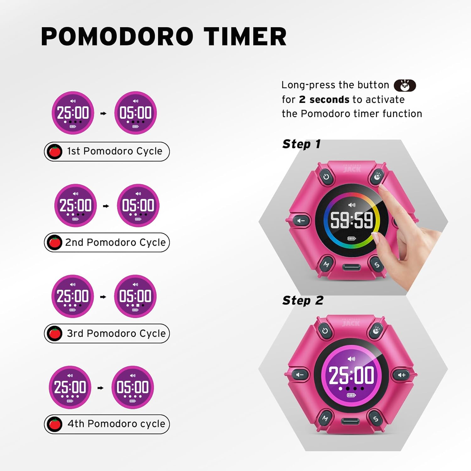 Quyosh Timer QIHE-, Visual Pomodoro Timer, Productivity Cube Timer, Mute & Vibration ...