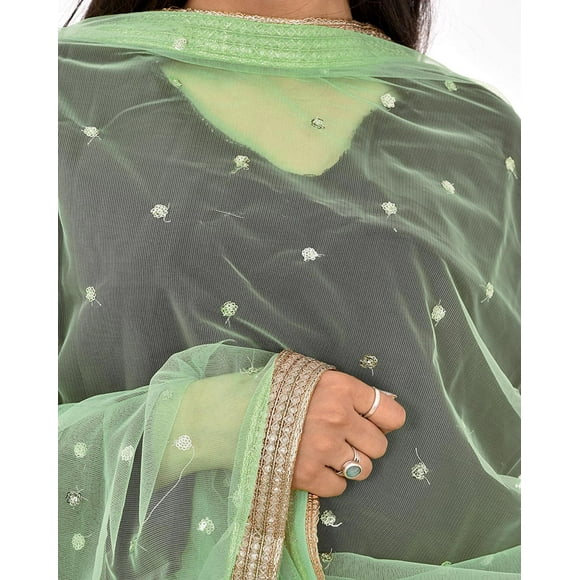 -Woman's Embellished Net Dupatta Scarf Shawl Wrap Soft Indian Bridal Wedding