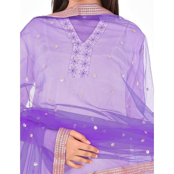 -Woman's Embellished Net Dupatta Scarf Shawl Wrap Soft Indian Bridal Wedding