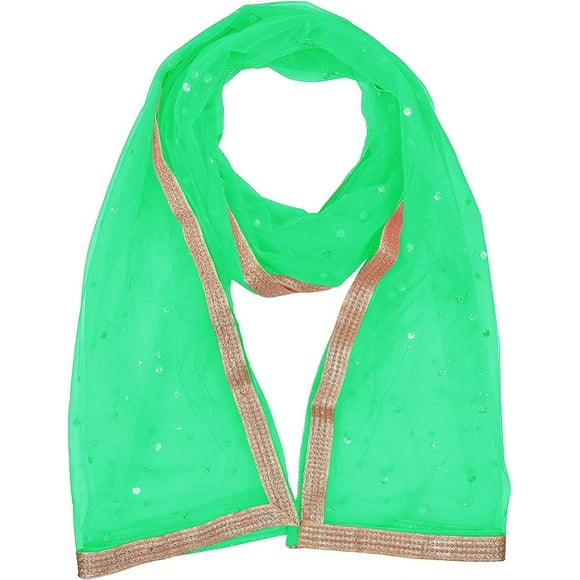 -Woman's Embellished Net Dupatta Scarf Shawl Wrap Soft Indian Bridal Wedding