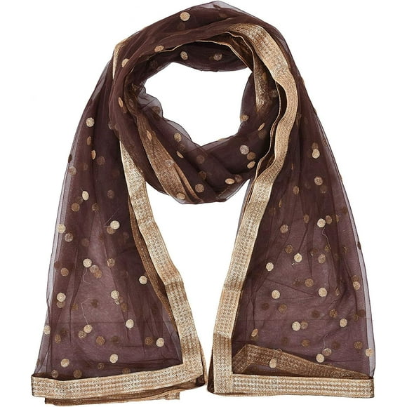 -Woman's Embellished Net Dupatta Scarf Shawl Wrap Soft Indian Bridal Wedding