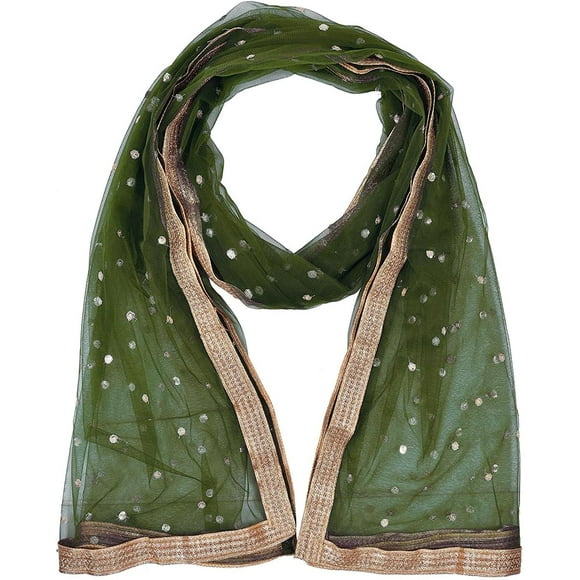 -Woman's Embellished Net Dupatta Scarf Shawl Wrap Soft Indian Bridal Wedding