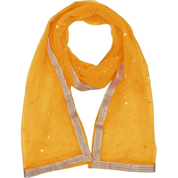 -Woman's Embellished Net Dupatta Scarf Shawl Wrap Soft Indian Bridal Wedding