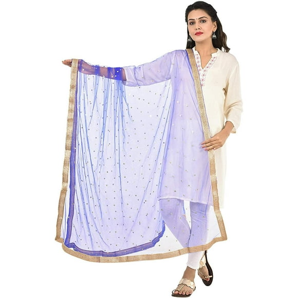 -Woman's Embellished Net Dupatta Scarf Shawl Wrap Soft Indian Bridal Wedding