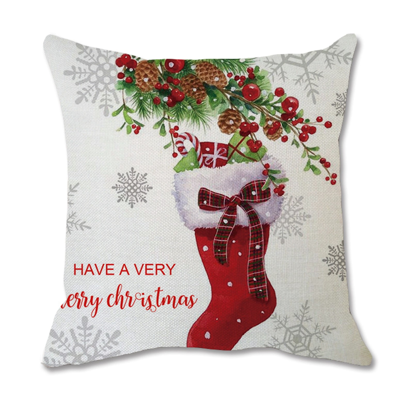 QIIBURR 18 X 18 Pillow Covers Set of 4 Merry Christmas Printing Dyeing