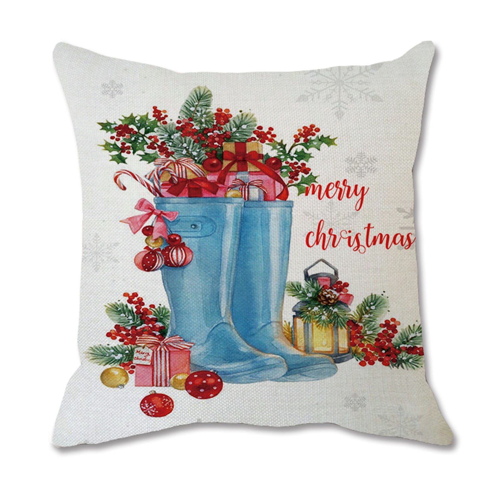 QIIBURR 18 X 18 Pillow Covers Set of 4 Merry Christmas Printing Dyeing 18x18 Pillow Covers Christmas