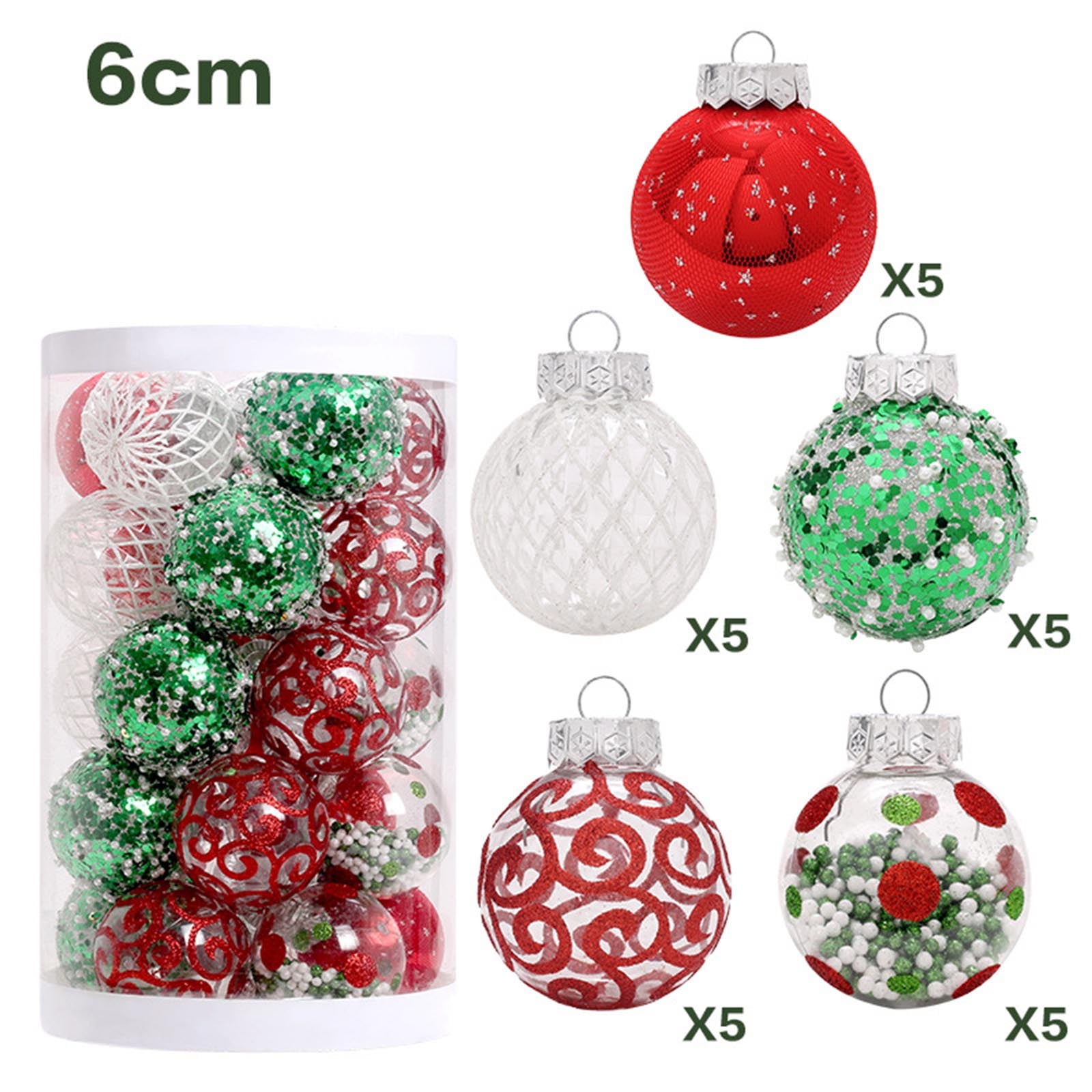 Pimelu Ornaments for Christmas Trees 12PCS Christmas Tree Ornament Pendant  Party Supplies Tree Hanging Plastic Ball 4-9cm 