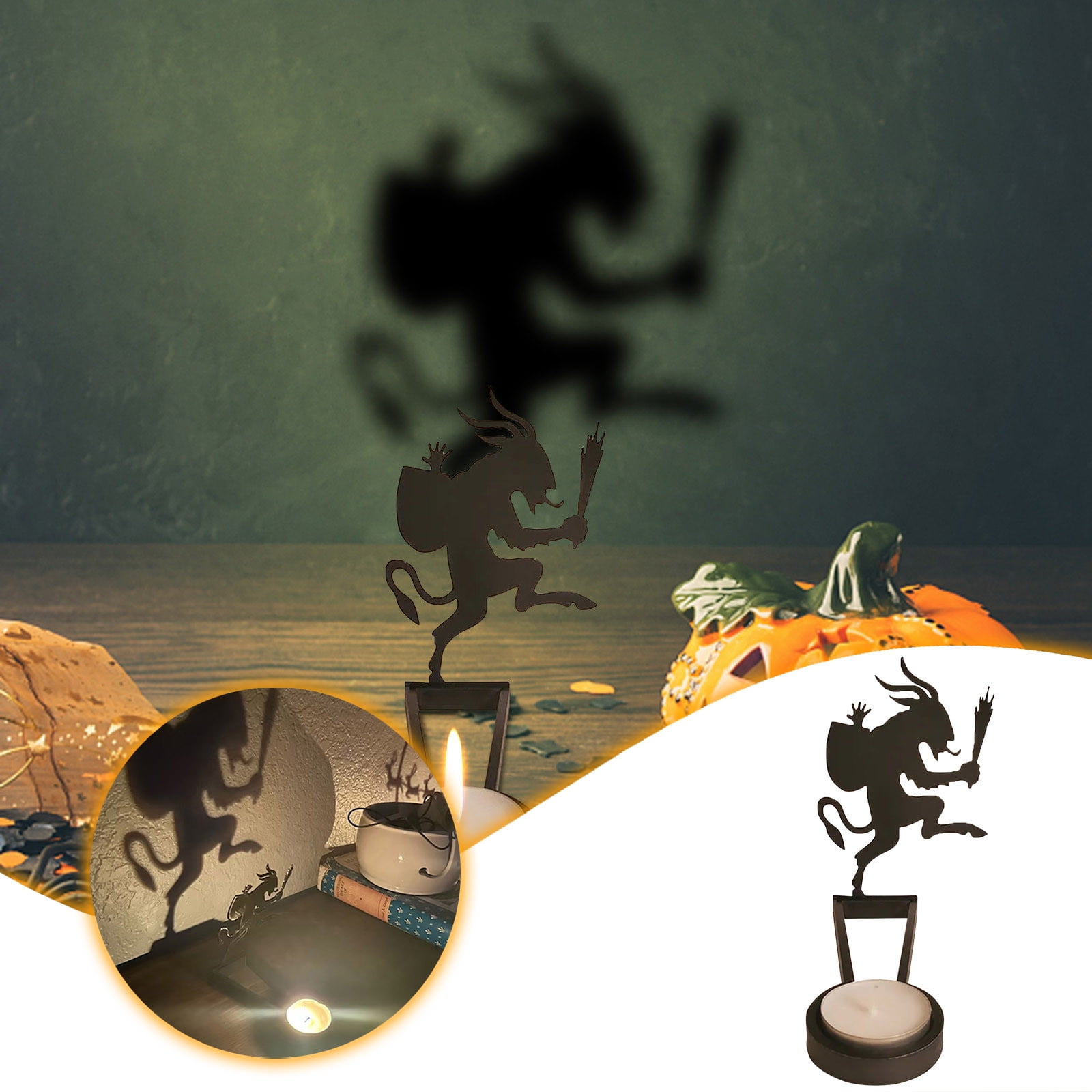 QIIBURR Funny Shadow Stand Halloween Funny Candlestick Desktop