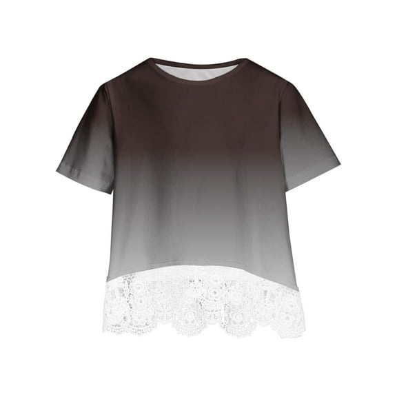 Tauxra Girls Shirts Size 7-8 Girls Shirt Crewneck Layered Floral Print Short Sleeve Cute Kids Blouse Lace Tee Top Girl Shirts Size 7-8