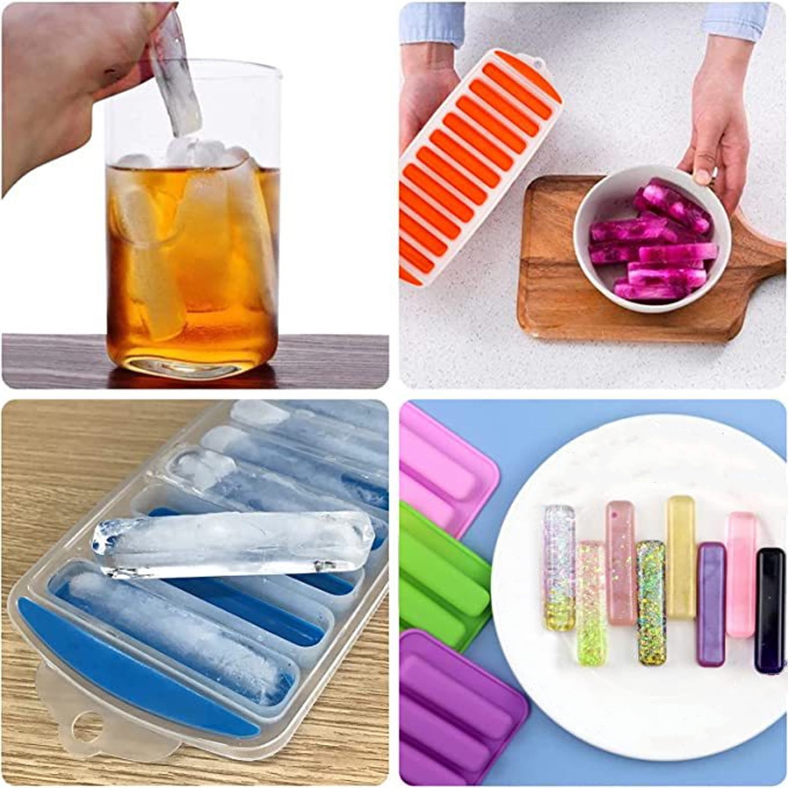 QIIBURR Ice Cube Tray for Water Bottles Silicone Narrow Ice Stick Trays