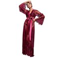 thumbnail image 1 of QIIBURR Long Sheer Boudoir Wedding Kimono Floor Length Lace Bridal Bath Robe Lingerie, 1 of 7
