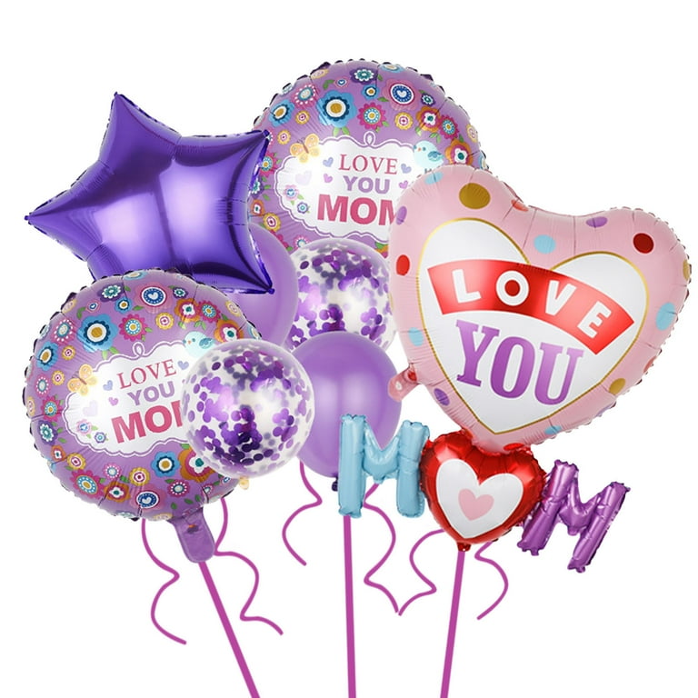 QIIBURR Mothers Day Balloons Foil Inflated Helium Balloons Blow Up