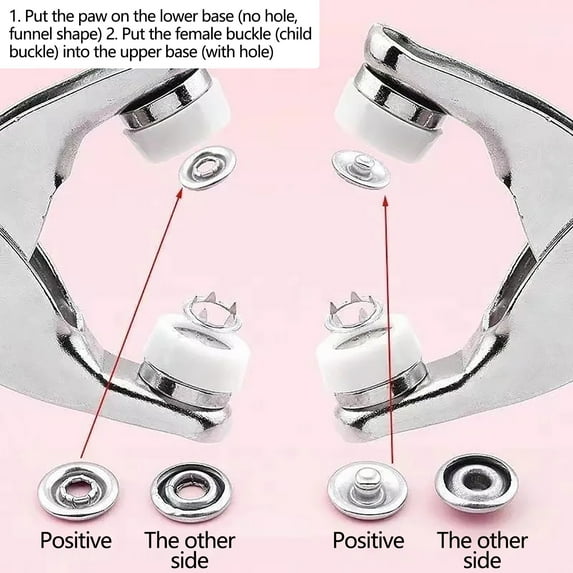 RXMEKW Plastic Snaps and Tool Set Snap Button Kit, Metal Snaps for Sewing,Five Claw Buckle Installation Tool Set
