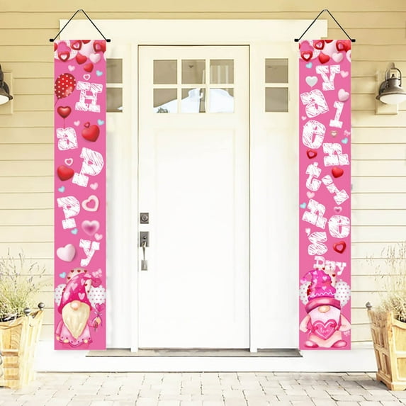 RXMEKW Valentines Day Decorations Outdoor Valentines Day Banner Hanging Decorations for Outdoor Indoor Front Door Wedding Anniversary Decoration Flag Banner Party Supplies