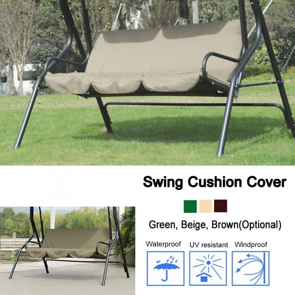 QIILU 59.06 x 19.69 x 3.94 Inches Beige Patio Swing Cushion Cover, Waterproof