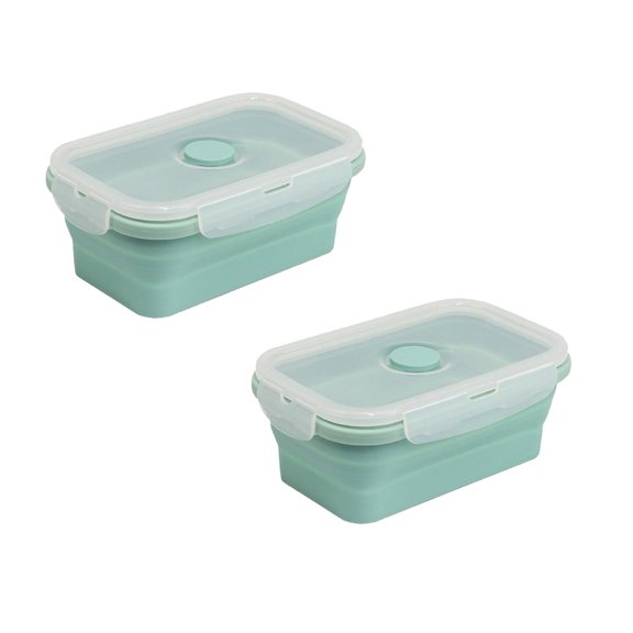 QIJGEBGG 2 PCS Large Collapsible Silicone Food Storage Containers with Lids, Meal Prep Box, Bento Lunch Boxes, Rv Collapsible Bowls for Camping, Kitchen, BPA Free